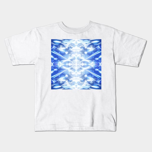 Bright Blue Fractal Kaleidoscope Design Kids T-Shirt by jrfii ANIMATION